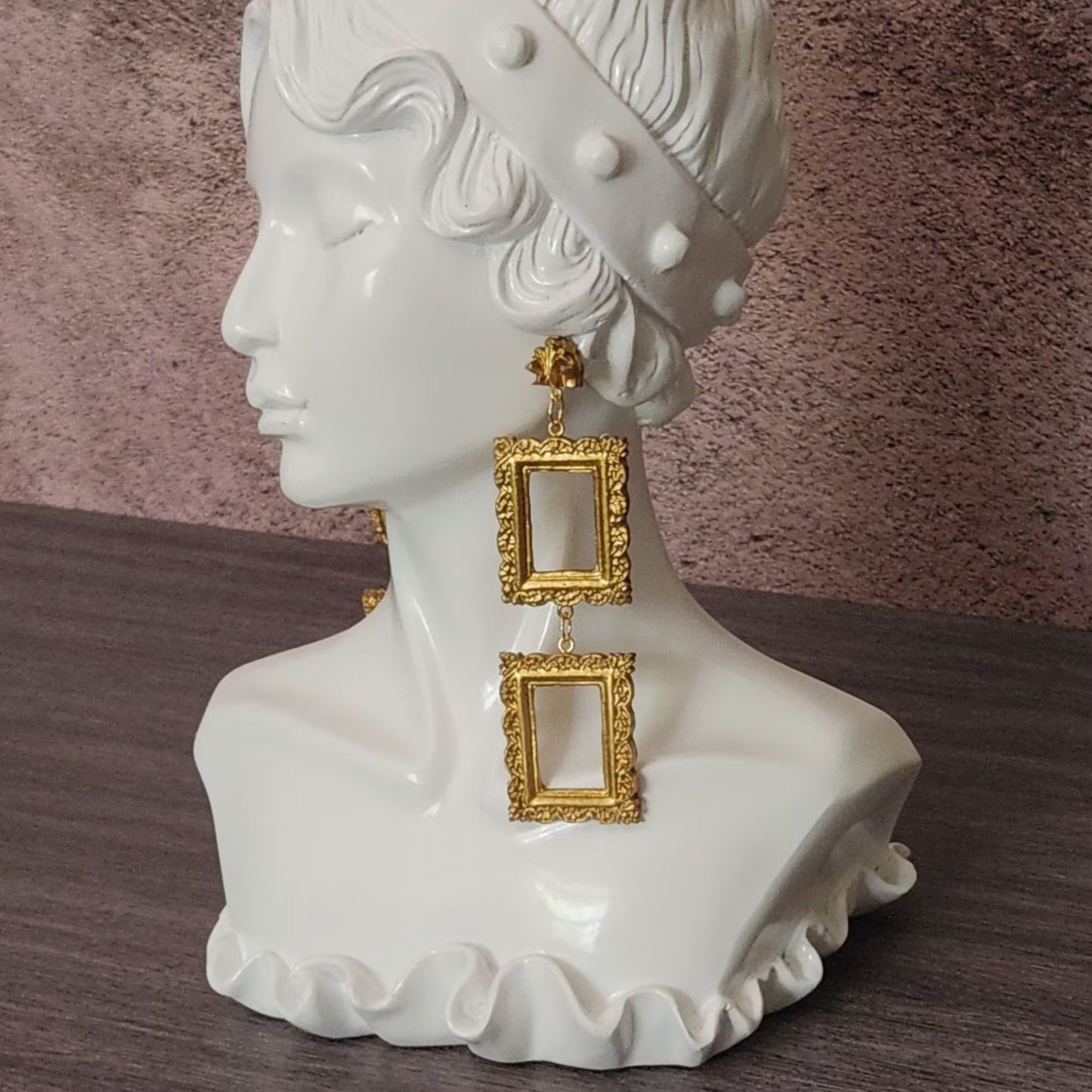 Stacked Gold Picture Frame Dangles