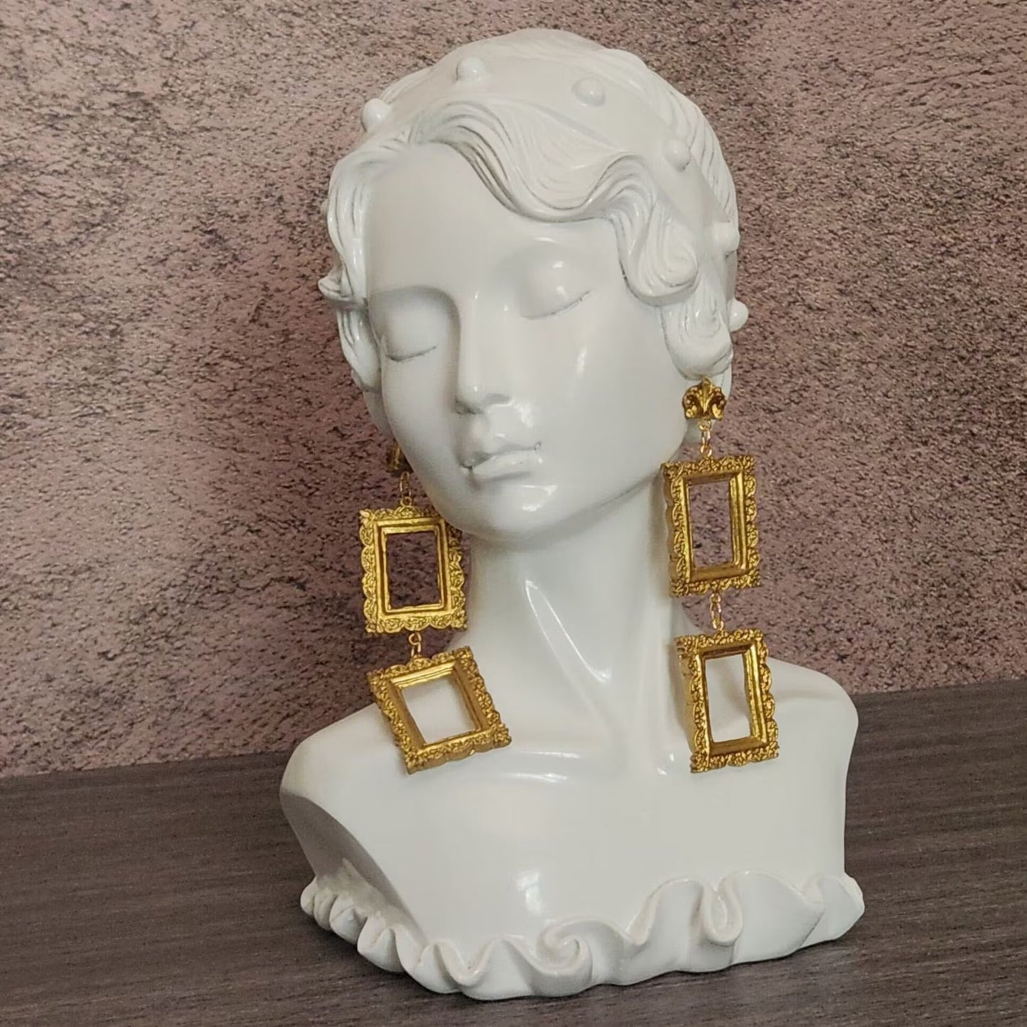 Stacked Gold Picture Frame Dangles