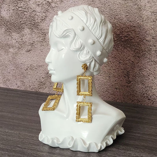 Stacked Gold Picture Frame Dangles
