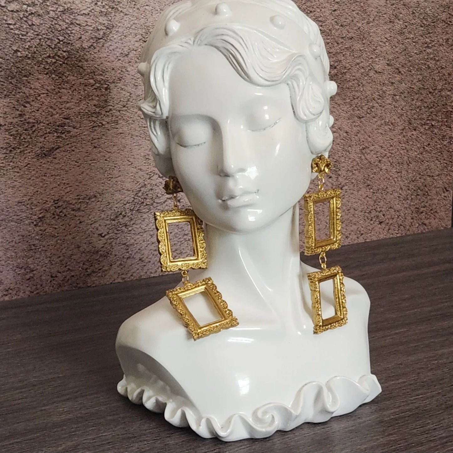 Stacked Gold Picture Frame Dangles