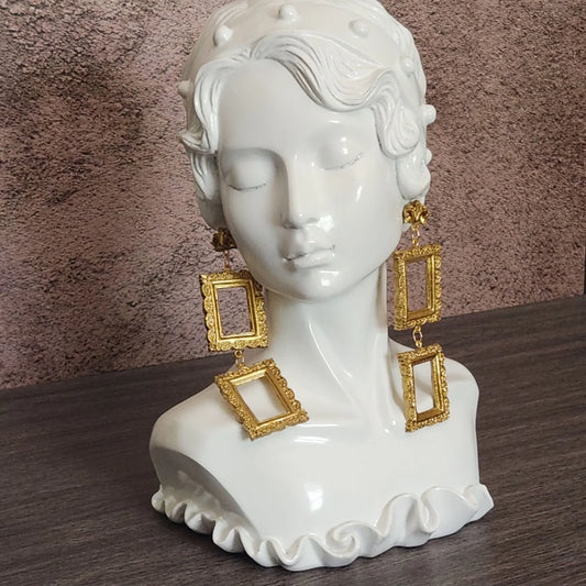 Stacked Gold Picture Frame Dangles
